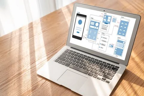 UX UI design process for modish mobile application and website Stock Photos