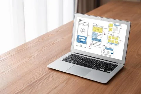 UX UI design process for modish mobile application and website Foto stock