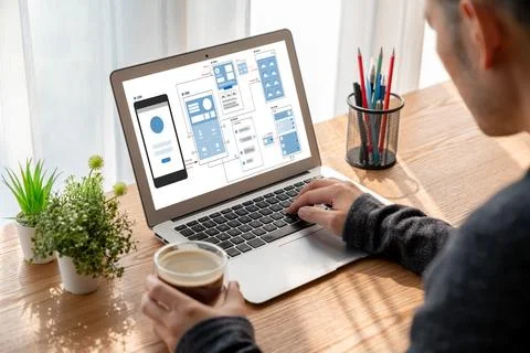 UX UI design process for modish mobile application and website 写真素材