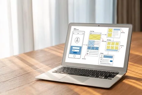UX UI design process for modish mobile application and website Foto stock