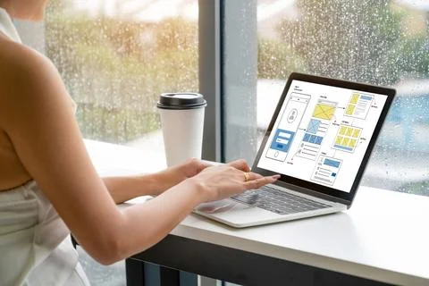 UX UI design process for modish mobile application and website Foto stock