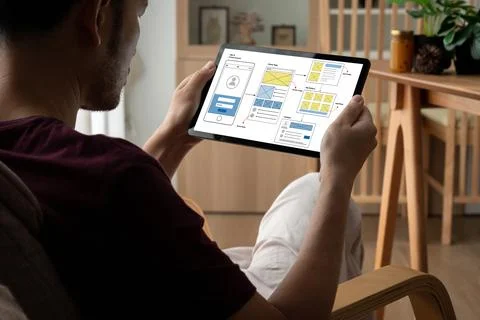UX UI design process for modish mobile application and website Stock Photos