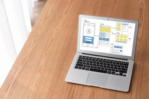 UX UI design process for modish mobile application and website Stock Photos