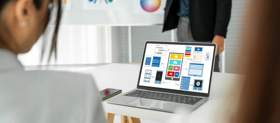 UX UI design process for modish mobile application and website Foto stock