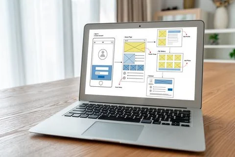 UX UI design process for modish mobile application and website Foto stock