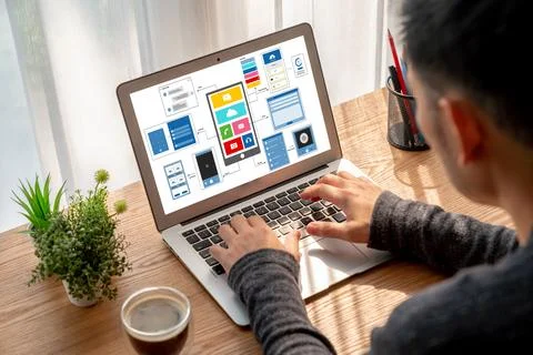 UX UI design process for modish mobile application and website Foto stock