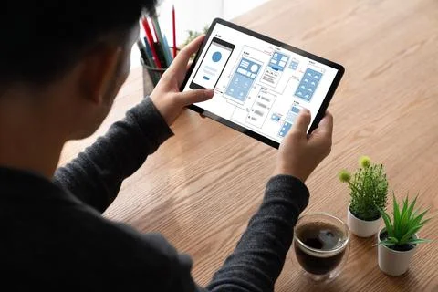 UX UI design process for modish mobile application and website Foto stock