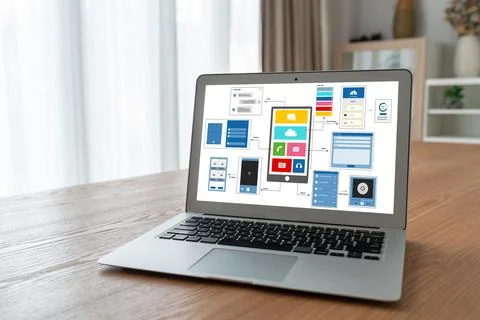 UX UI design process for modish mobile application and website Foto stock