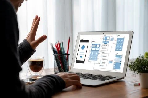 UX UI design process for modish mobile application and website 写真素材