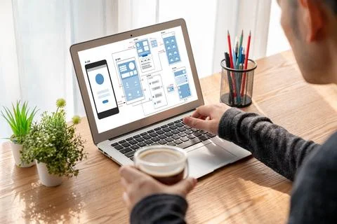 UX UI design process for modish mobile application and website Stock Photos