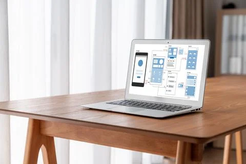 UX UI design process for modish mobile application and website 스톡 사진