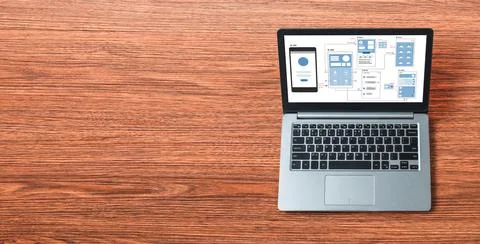 UX UI design process for modish mobile application and website Stock Photos
