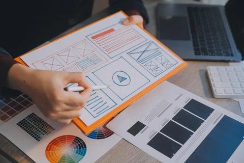 UX UI design process for modish mobile application and website . Creative p.. Stock Photos