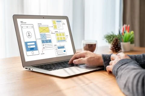 UX UI design process for modish mobile application and website Foto stock