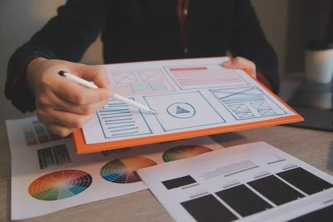 UX UI design process for modish mobile application and website . Creative p.. Foto stock