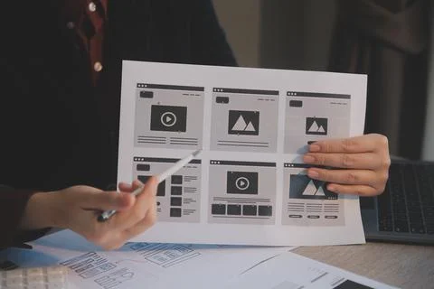 UX UI design process for modish mobile application and website . Creative p.. Stock Photos