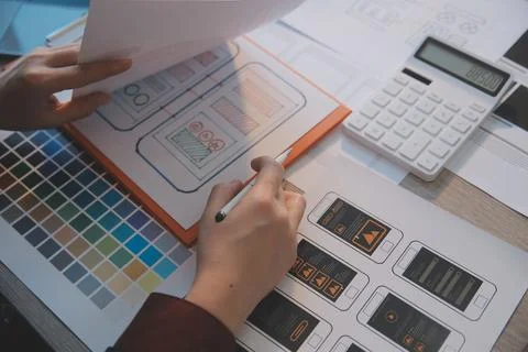 UX UI design process for modish mobile application and website . Creative p.. Stock Photos