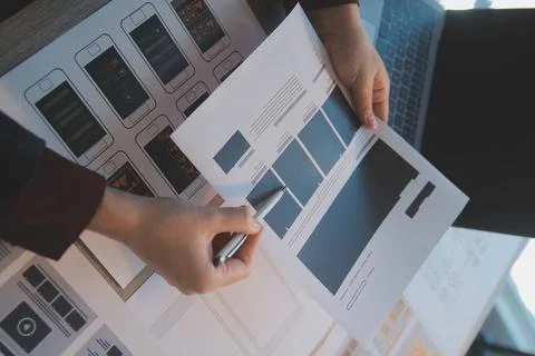 UX UI design process for modish mobile application and website . Creative p.. Stock Photos