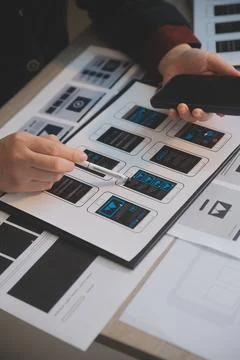 UX UI design process for modish mobile application and website . Creative p.. Stock Photos