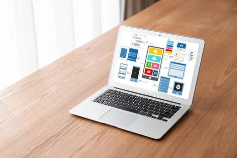 UX UI design process for modish mobile application and website Stock Photos
