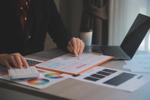 UX UI design process for modish mobile application and website . Creative p.. Stock Photos