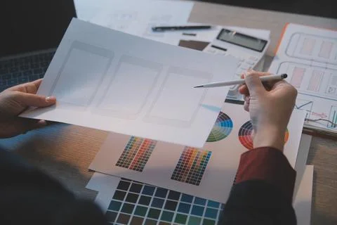 UX UI design process for modish mobile application and website . Creative p.. Foto stock