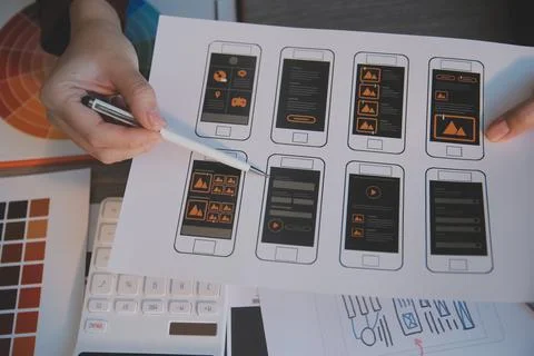 UX UI design process for modish mobile application and website . Creative p.. Foto stock
