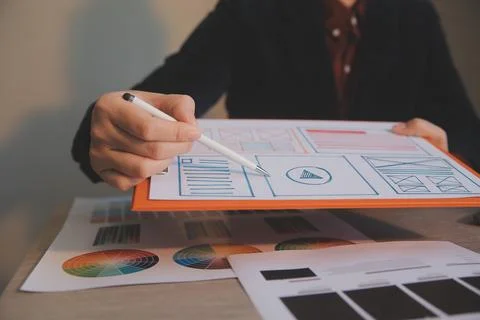 UX UI design process for modish mobile application and website . Creative p.. Stock Photos