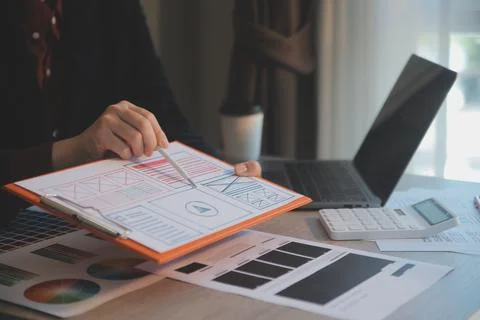 UX UI design process for modish mobile application and website . Creative p.. Foto stock