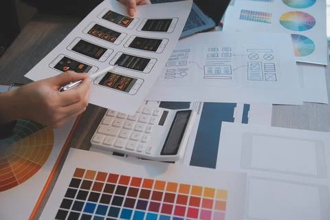 UX UI design process for modish mobile application and website . Creative p.. Foto stock