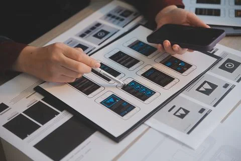 UX UI design process for modish mobile application and website . Creative p.. Foto stock