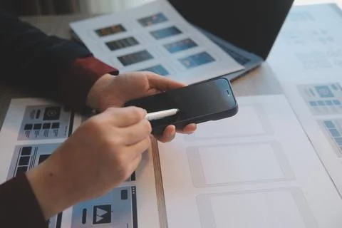 UX UI design process for modish mobile application and website . Creative p.. Stock Photos