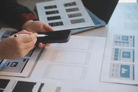 UX UI design process for modish mobile application and website . Creative p.. Foto stock