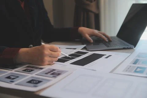 UX UI design process for modish mobile application and website . Creative p.. Foto stock