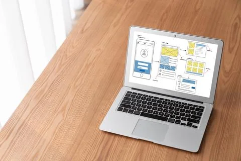 UX UI design process for modish mobile application and website Stock Photos