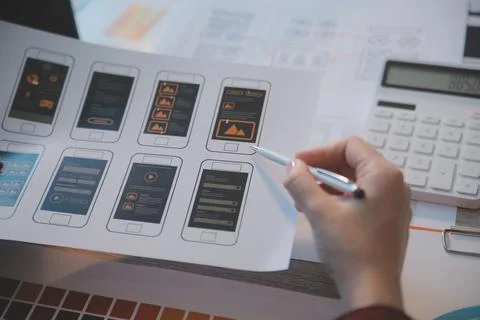 UX UI design process for modish mobile application and website . Creative p.. Foto stock