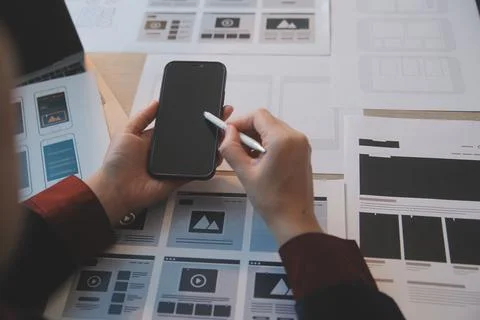 UX UI design process for modish mobile application and website . Creative p.. Stock Photos