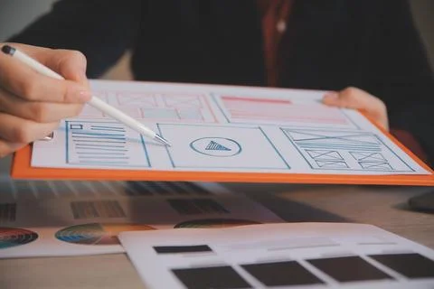 UX UI design process for modish mobile application and website . Creative p.. Foto stock