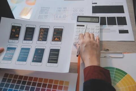 UX UI design process for modish mobile application and website . Creative p.. Stock Photos