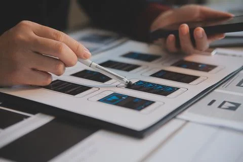 UX UI design process for modish mobile application and website . Creative p.. Foto stock