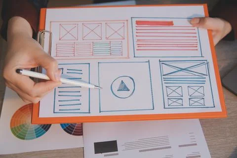UX UI design process for modish mobile application and website . Creative p.. Stock Photos