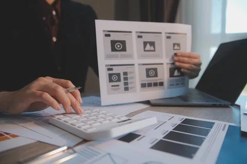 UX UI design process for modish mobile application and website . Creative p.. Stock Photos