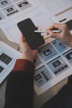 UX UI design process for modish mobile application and website . Creative p.. Foto stock
