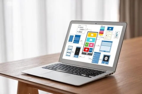 UX UI design process for modish mobile application and website Foto stock