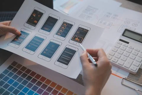 UX UI design process for modish mobile application and website . Creative p.. Foto stock