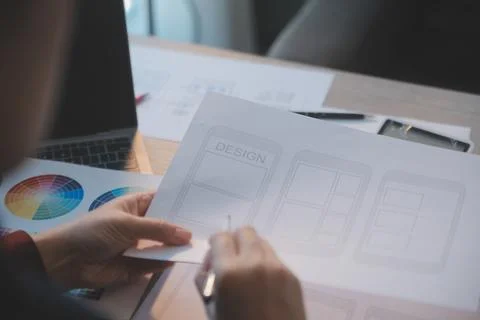 UX UI design process for modish mobile application and website . Creative p.. Stock Photos