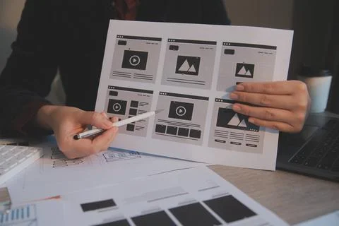 UX UI design process for modish mobile application and website . Creative p.. Foto stock