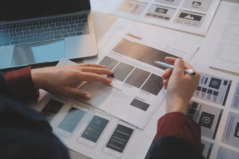 UX UI design process for modish mobile application and website . Creative p.. 写真素材