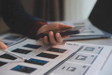 UX UI design process for modish mobile application and website . Creative p.. Stock Photos
