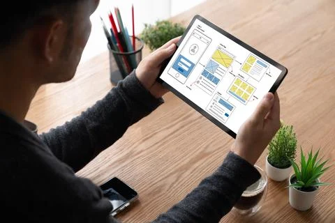 UX UI design process for modish mobile application and website Foto stock